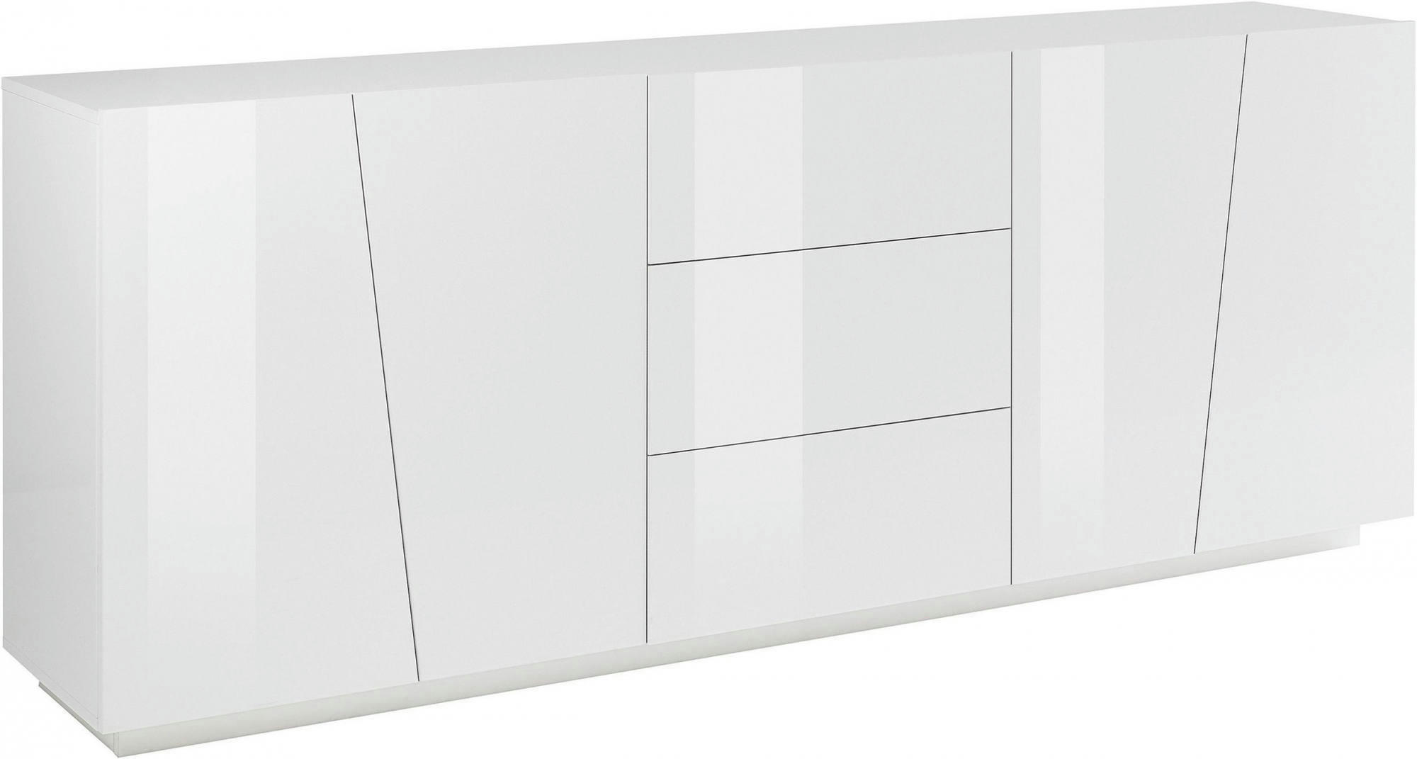 - Buffet à 4 portes effet bois blanc brillant