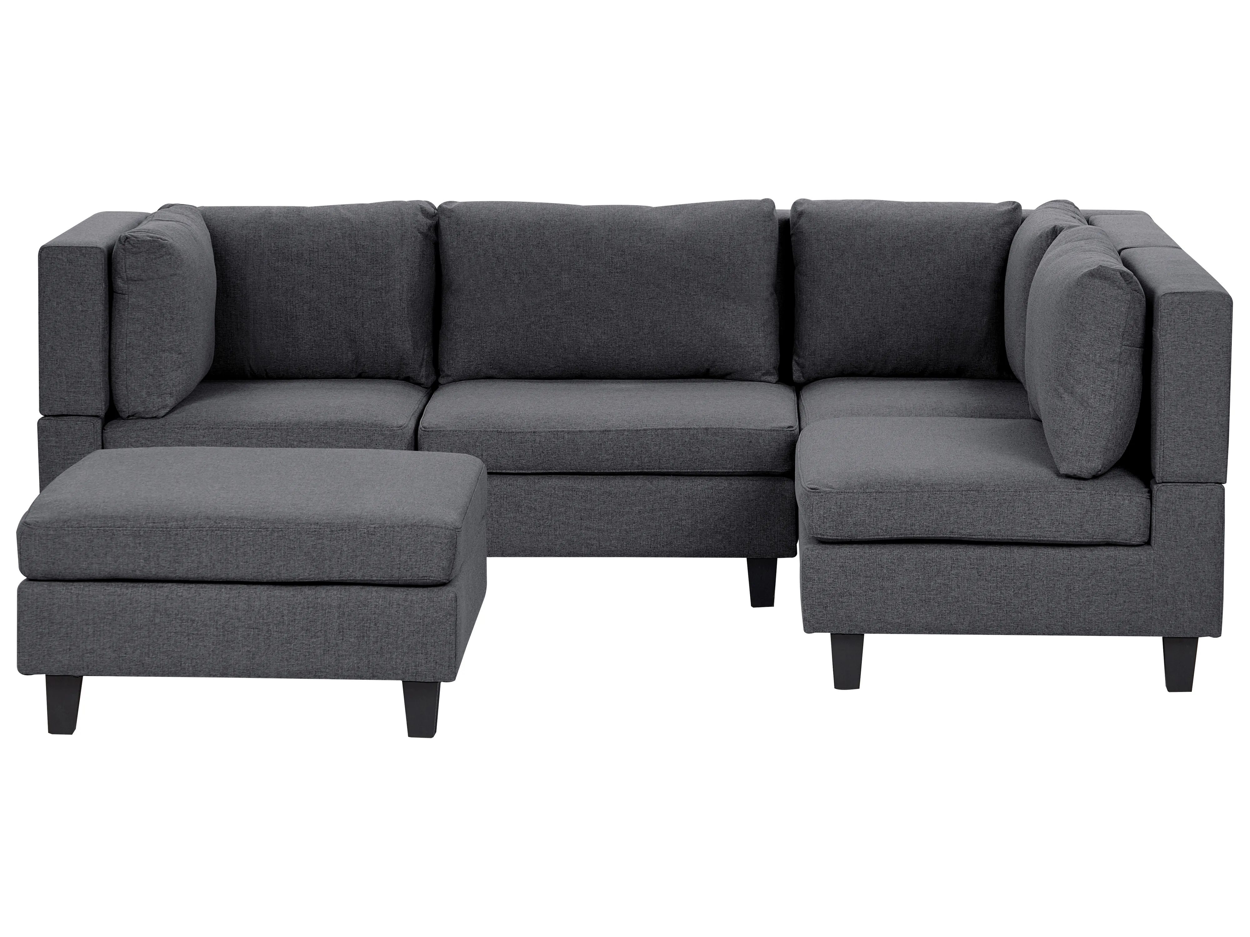 Modular Corner Sofa 4 Seater UNSTAD Fabric Dark Grey with Ottoman Left Hand
