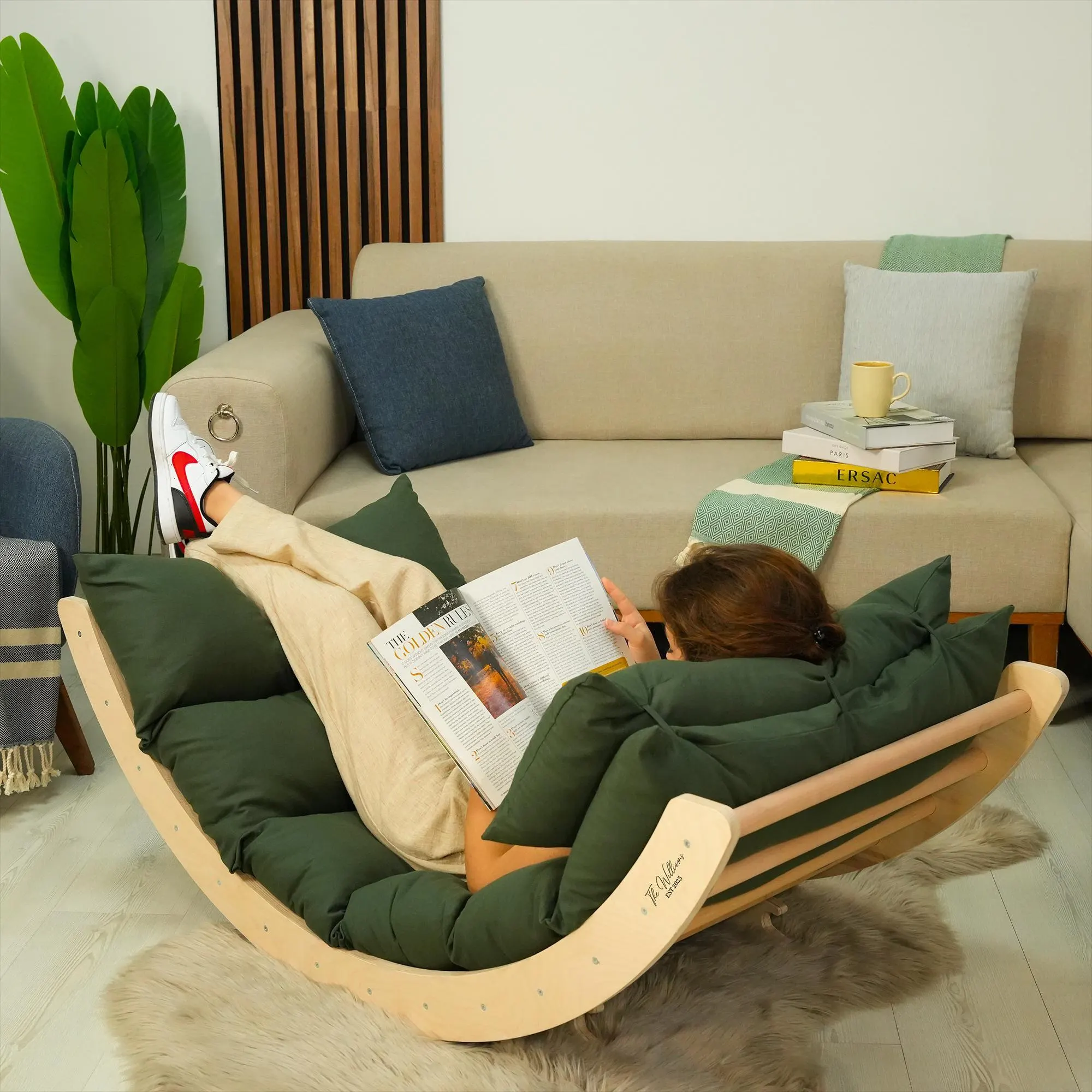 Wooden Lounge Chair with Water-Resistant Cushion: Personalized Outdoor Relaxation Furniture