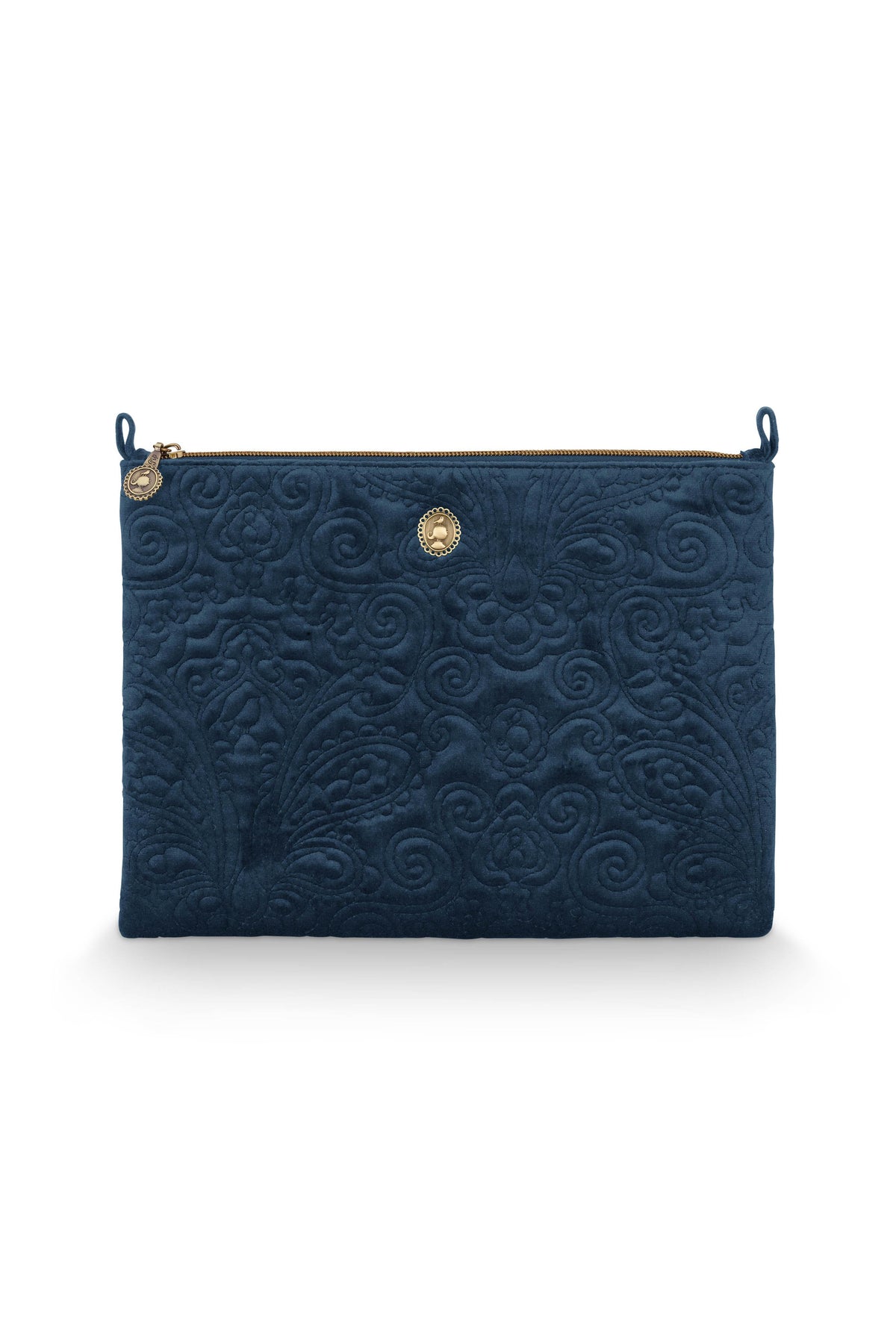 Pip Studio - Charly Make up tasje - Velvet Quiltey Days - Blauw - 22 x 30 x 1 cm