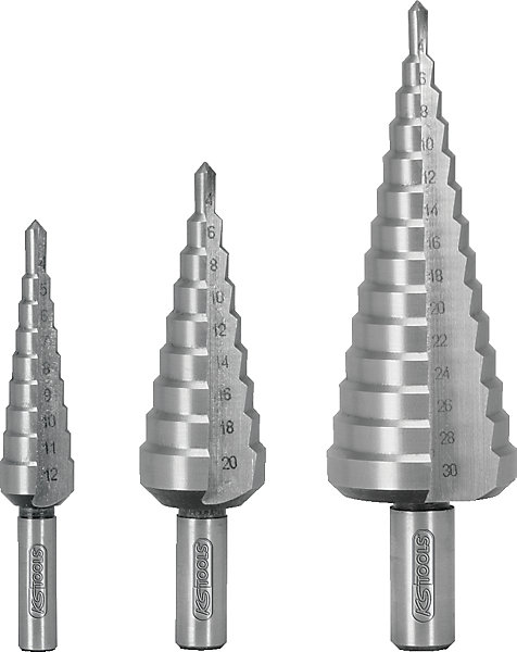 KS Tools - 330.2210 - Coffret de 3 forets étagés HSS pour tôles jusqu'à 4 mm