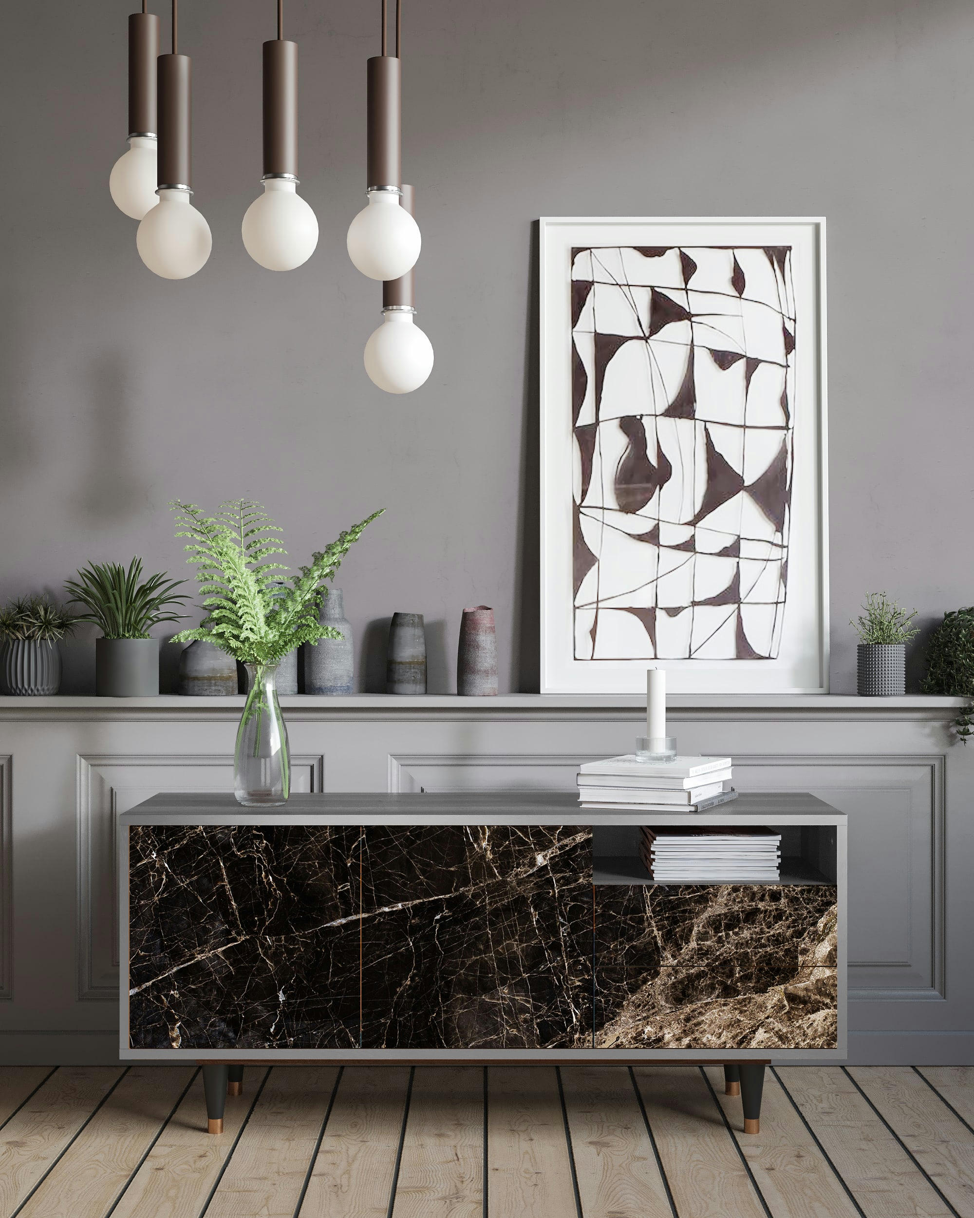 NIGHT ABYSS - Meuble TV  noir 2 tiroirs et 2 portes L 125 cm