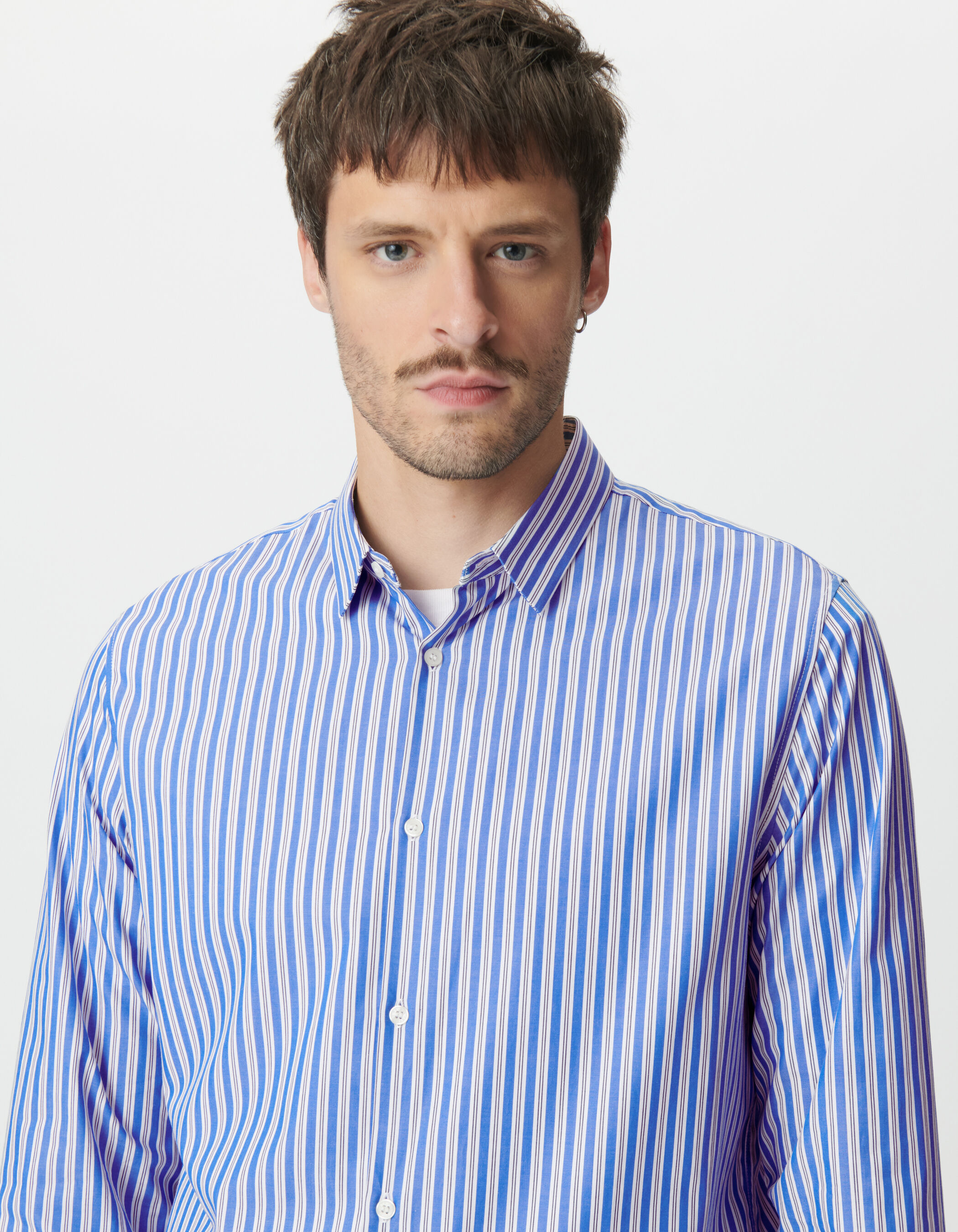 Chemise slim bleue motif rayures Homme
