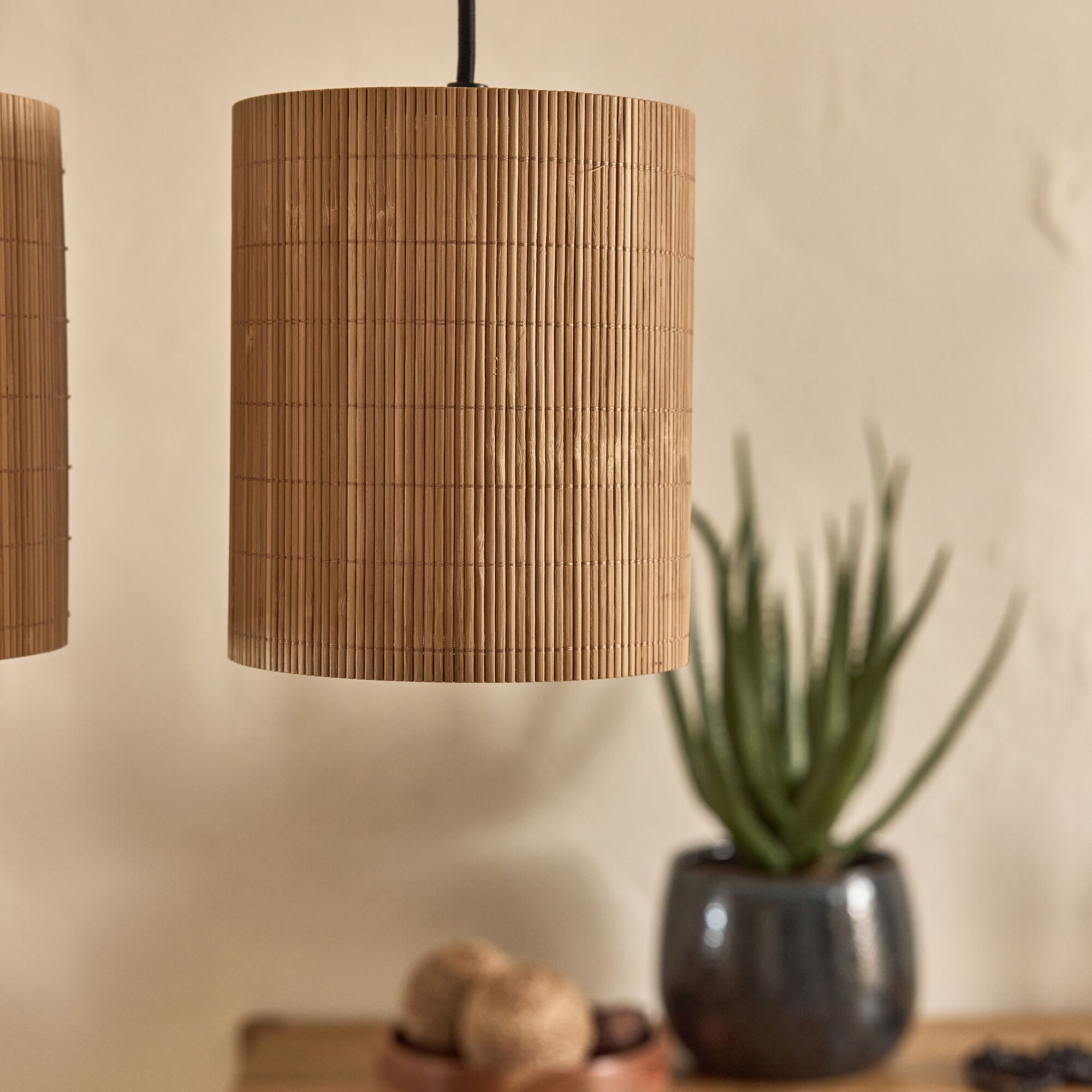 PIANA - Suspension électrifiée triple en bambou L61cm - naturel