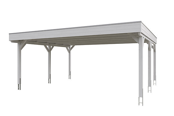 Carport SKAN HOLZ Grunewald 622 x 554 cm avec panneaux de toit en aluminium, traitement coloré blanc