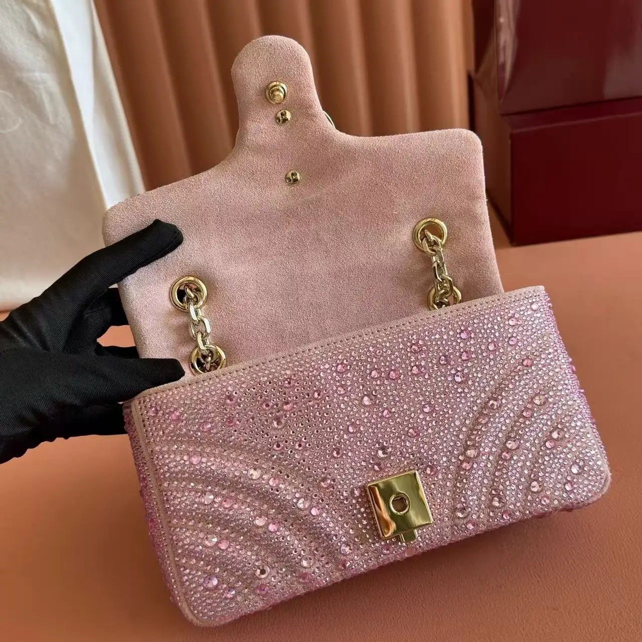 Gucci Marmont Crystal-Embellished Small Shoulder Bag