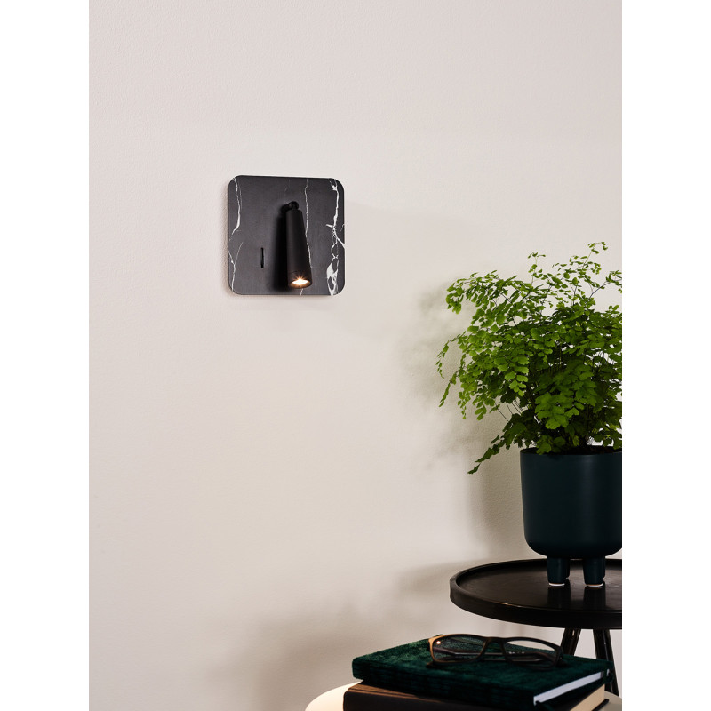 Lampe de chevet murale LED Oregon USB noire 3 W LUCIDE