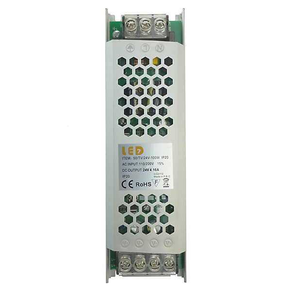 Alimentation/Driver Slim pour Ruban LED DC24V 100W 4.16A, transformateur stabilisé Non-Etanche IP20