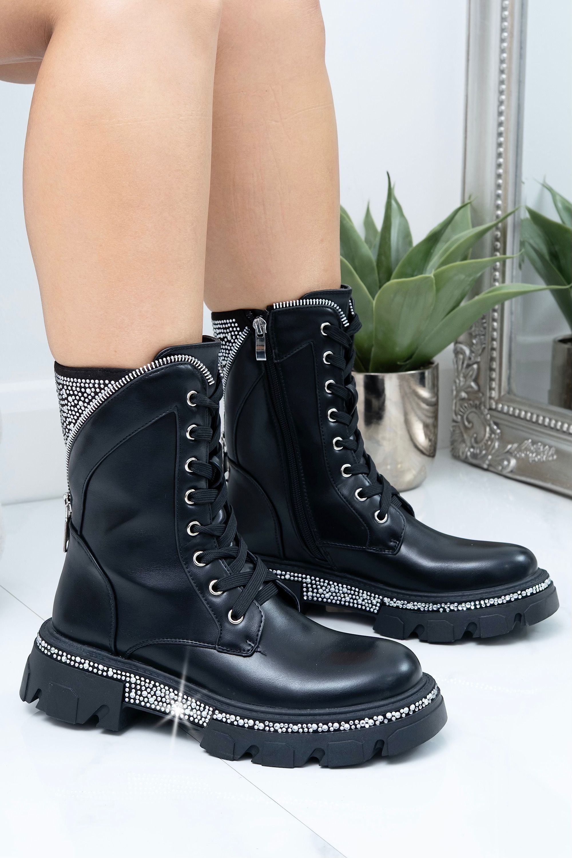 Love Lemonade Crystal Glam Warrior Biker Boots