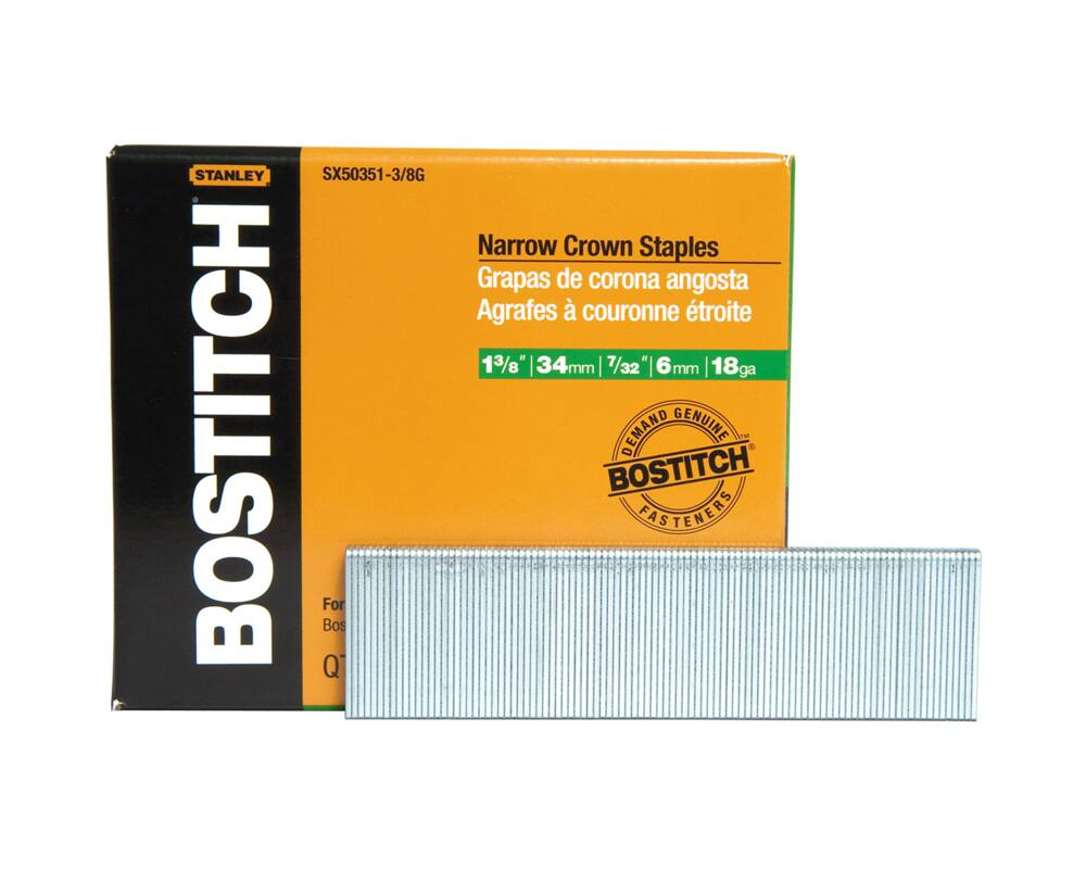 Bostitch SX50351-3/8G 18-Gauge Galvanized Narrow Crown Staples, 1-3/8-in, 3000-pc