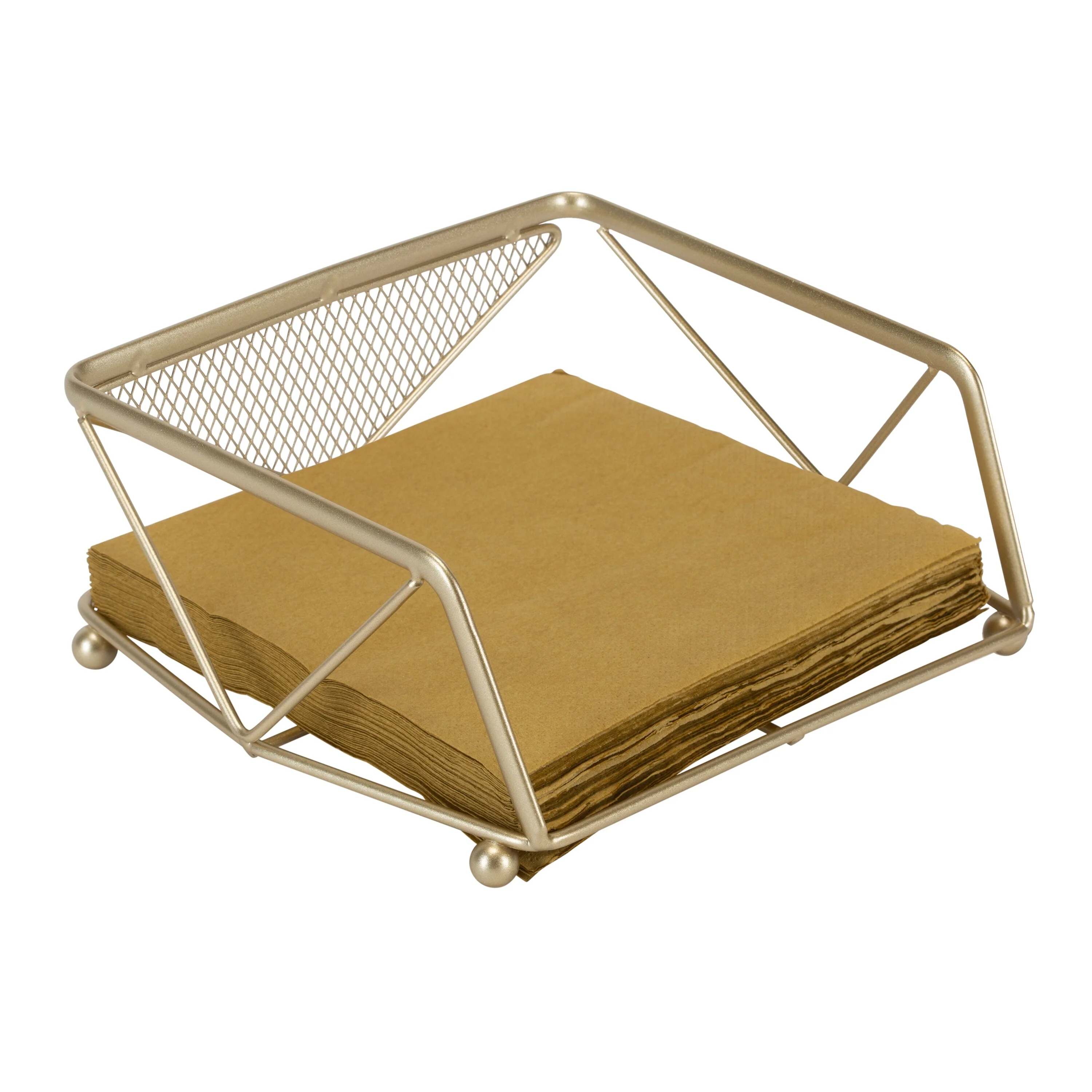 Kitchen Details Geode Napkin Holder in Satin Gold - 8.5x 7.2x 3.25