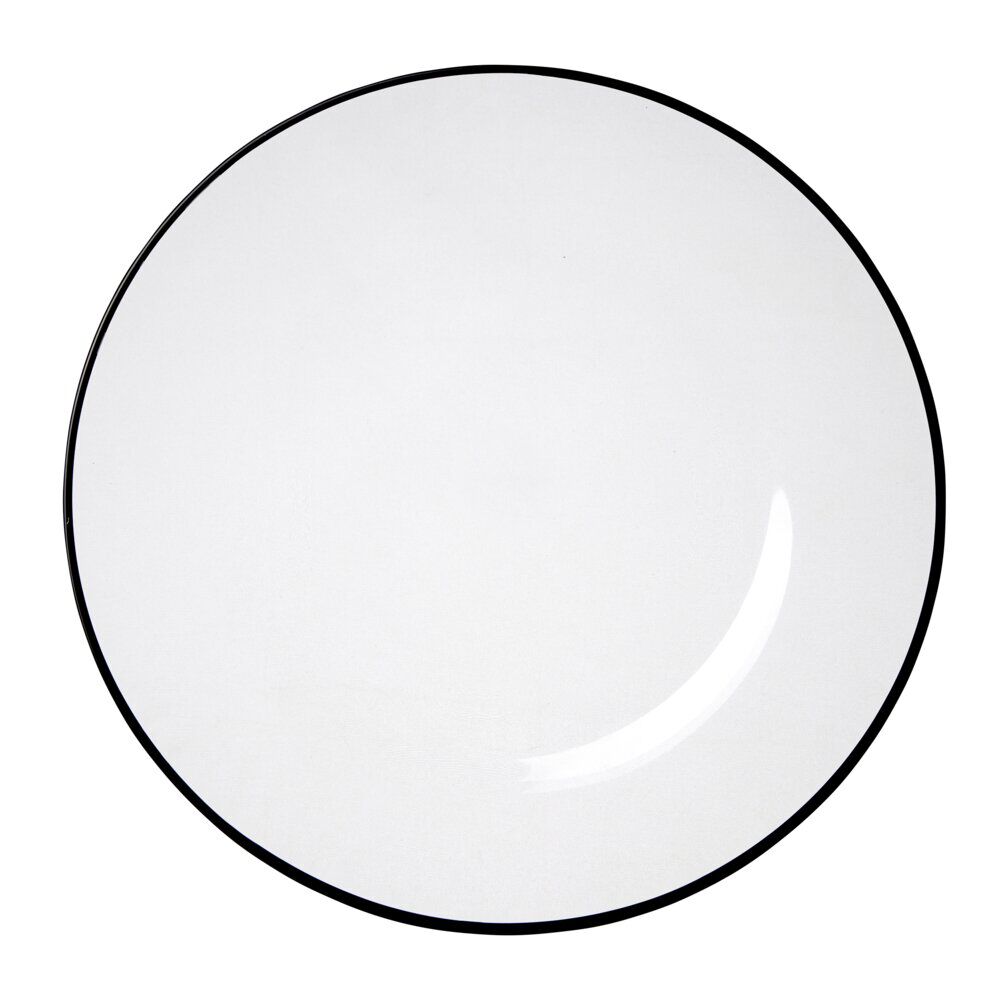 Assiette plate ronde liseré noir verre transparent Ø26cm