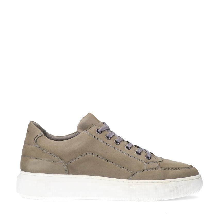 Manfield Grijze nubuck sneakers