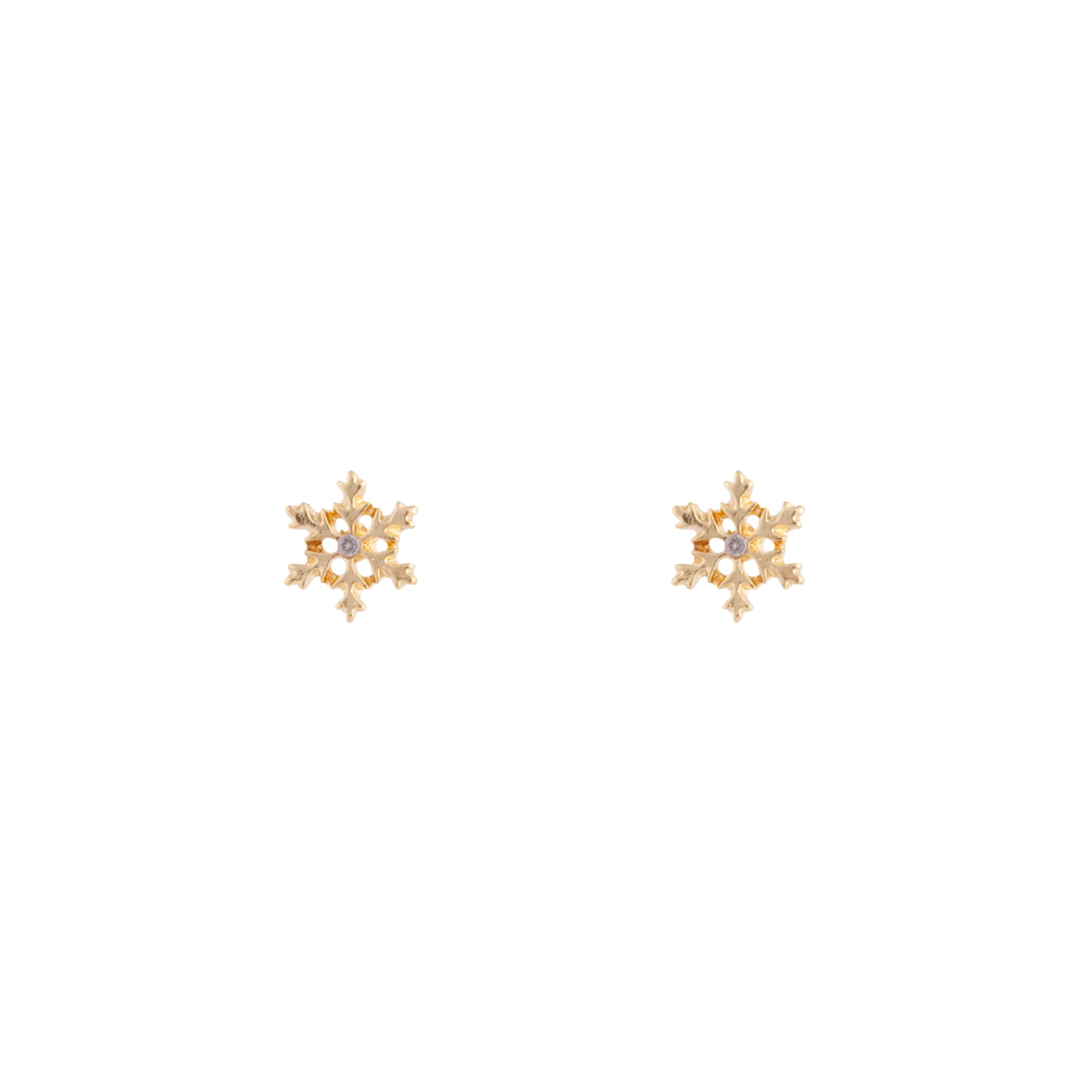 Gold Snowflake Stud Earrings