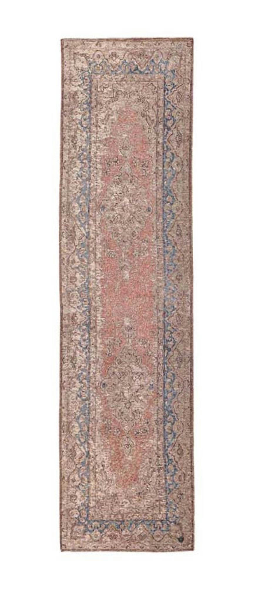 FUNKY ORIENT - Tapis d'orient vintage tissé plat Bois de rose 075x290 cm