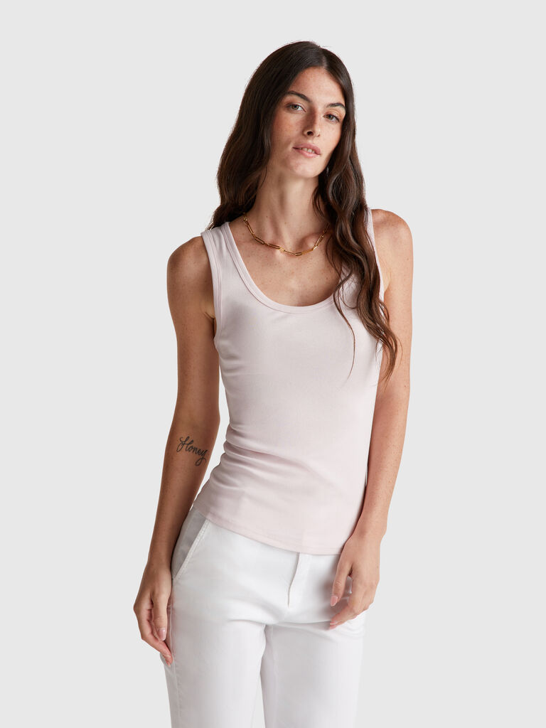 Pink tank top in pure cotton