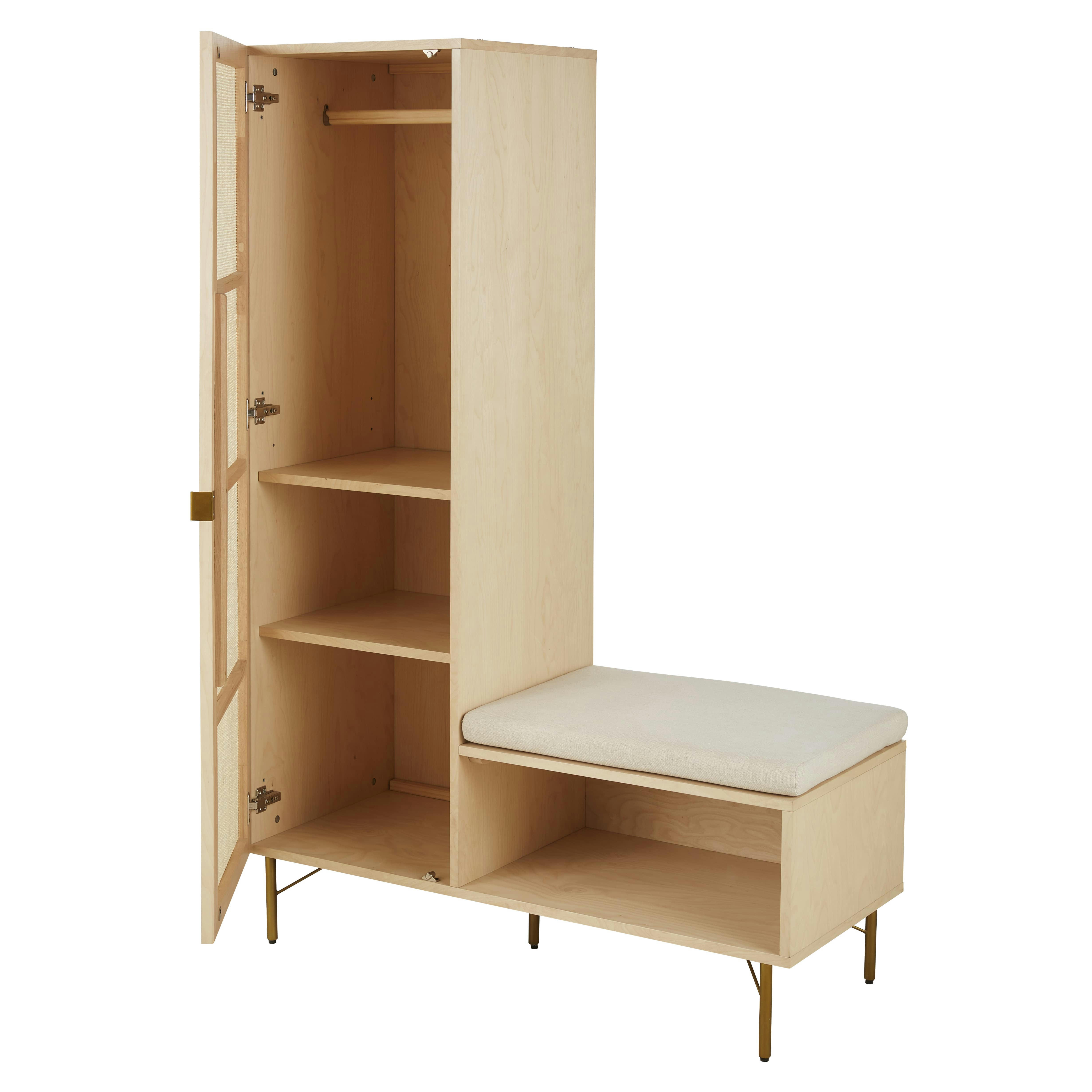 Solstice - Vestiaire 1 porte en rotin tressé 1 niche