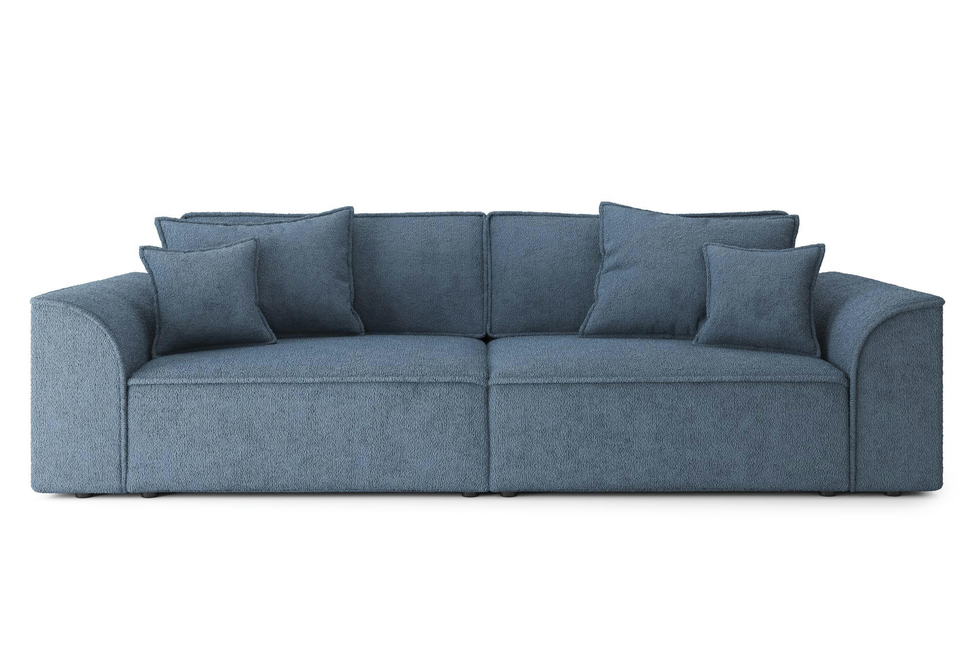 MARTY - Canapé droit en tissu 4 places bleu gris