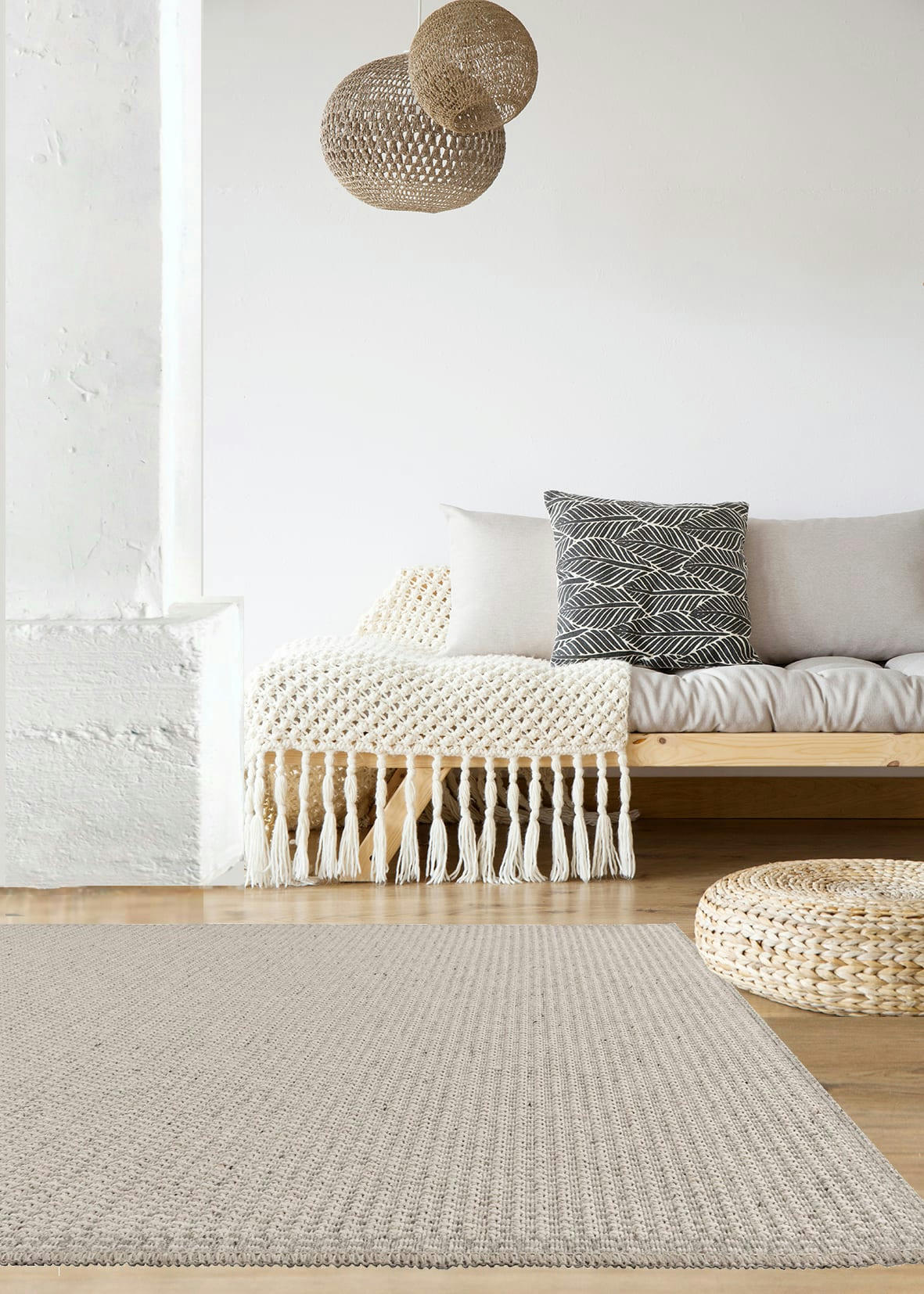 NATUREL - Tapis deco naturelle mélange laine gris 115x170, OEKO-TEX®