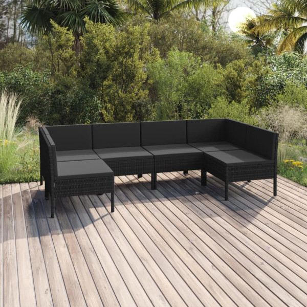 Zestaw wypoczynkowy do ogrodu Czarny Technorattan 2x narożna   4x sofa