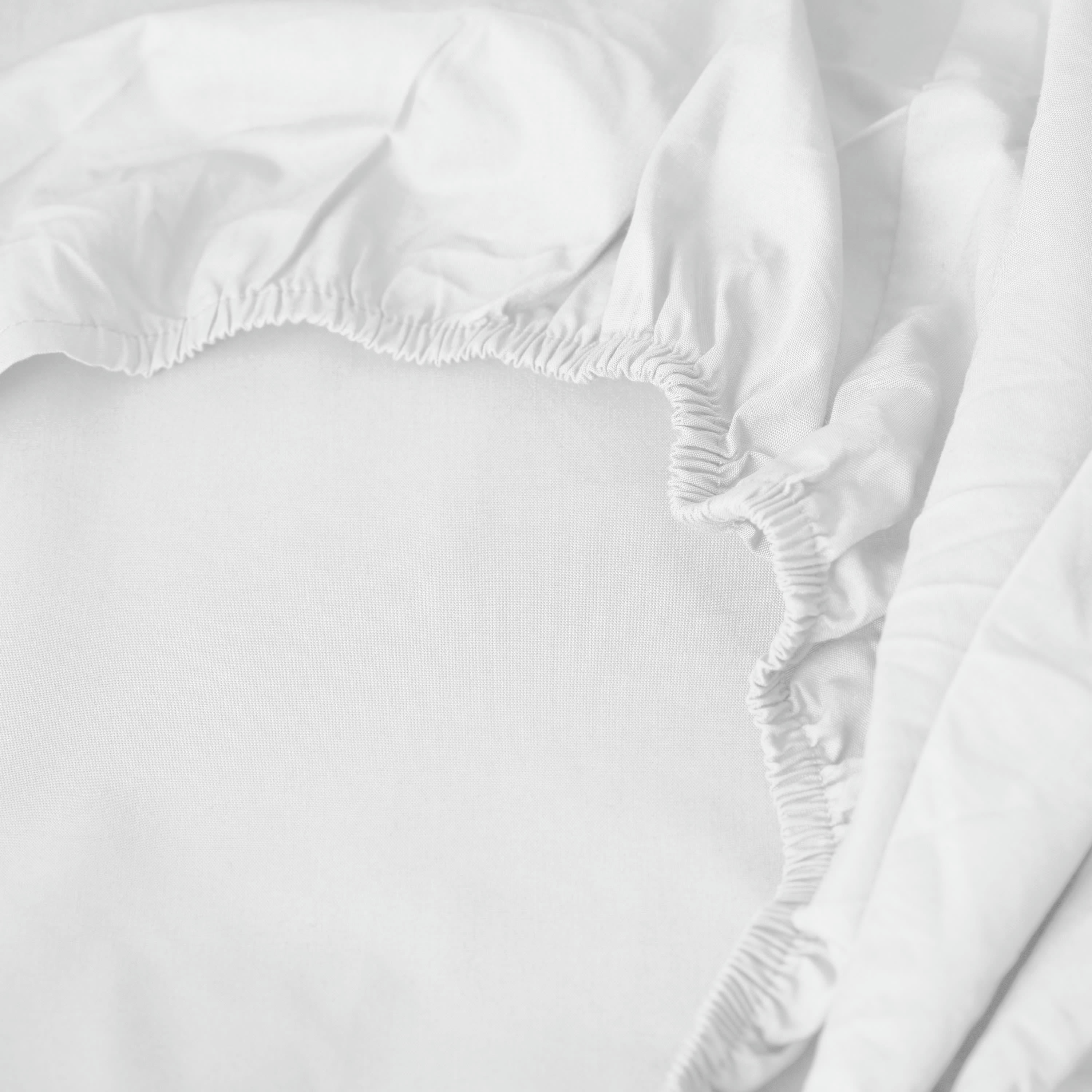 NEO - Drap housse percale de coton uni blanc 160 x 200 cm