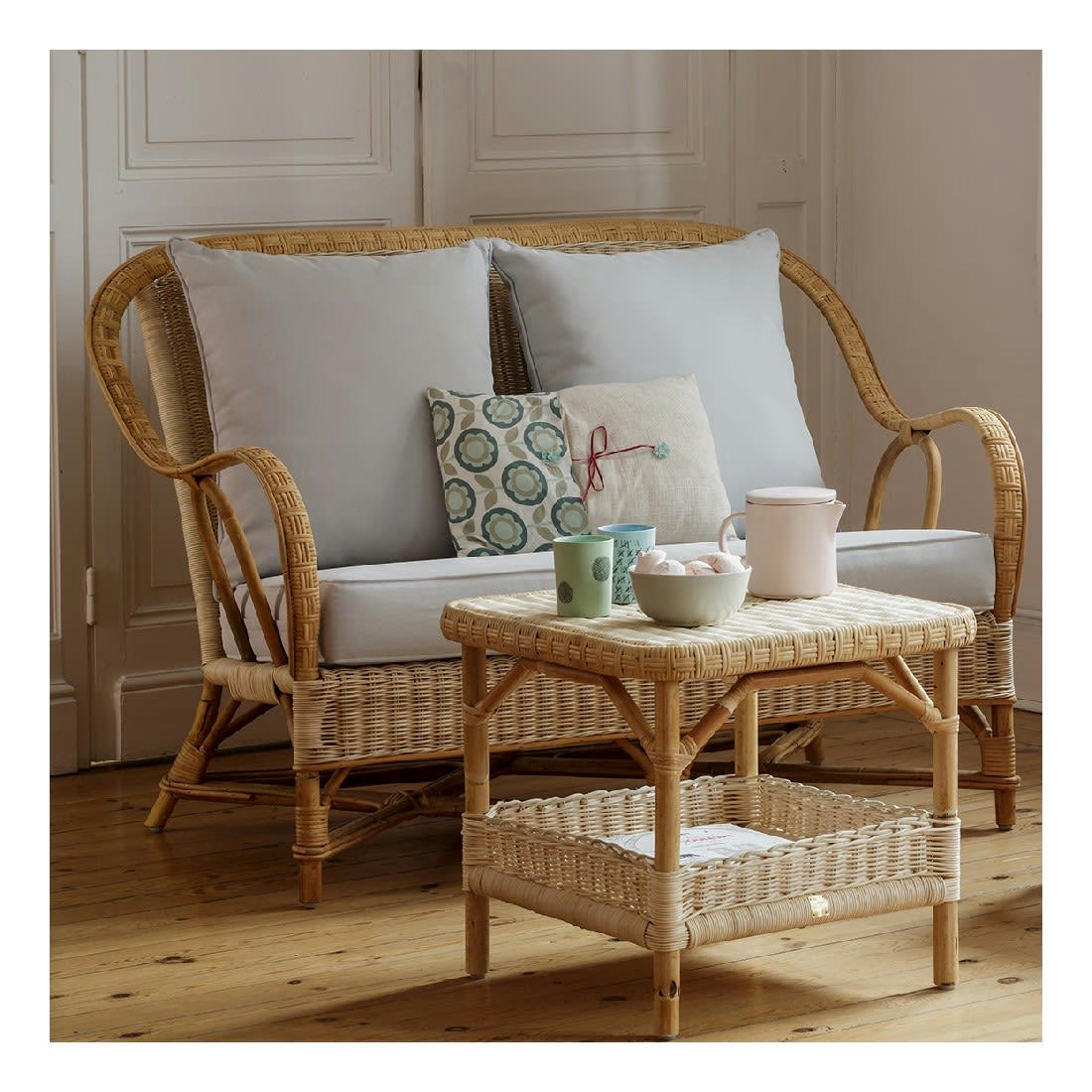 NANTUCKET - Table basse en rotin tressé