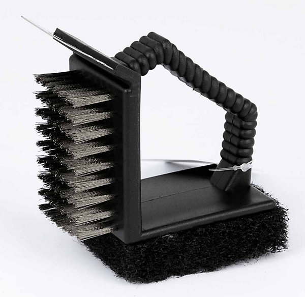 Brosse à barbecue 3 fonctions acier inoxydable L.12 x l.7 cm noir