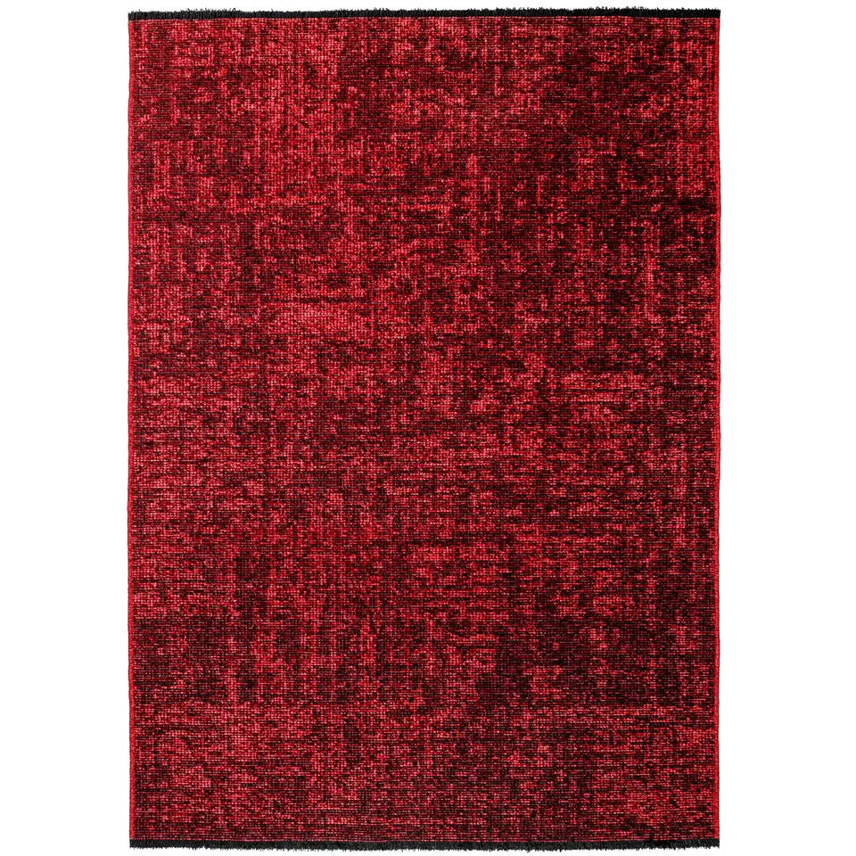 SPACE Vloerkleed - Laagpolig Effen Velours - Rood 200x290 cm - Modern Woonkamer