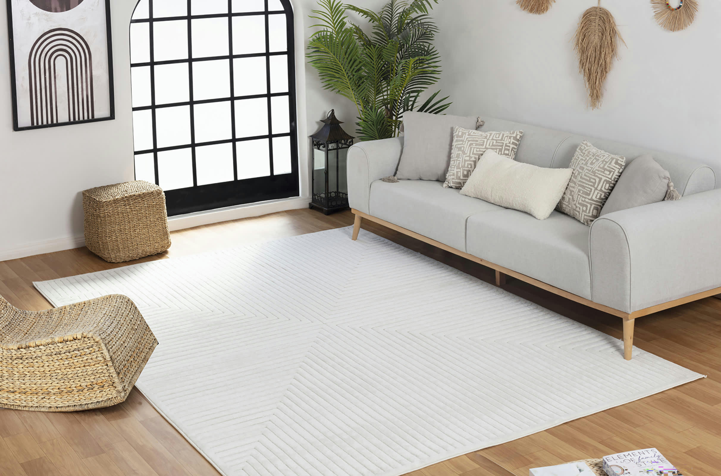 KIYOSHI - Tapis d'Intérieur/d'Extérieur Hygge Blanc 120x170