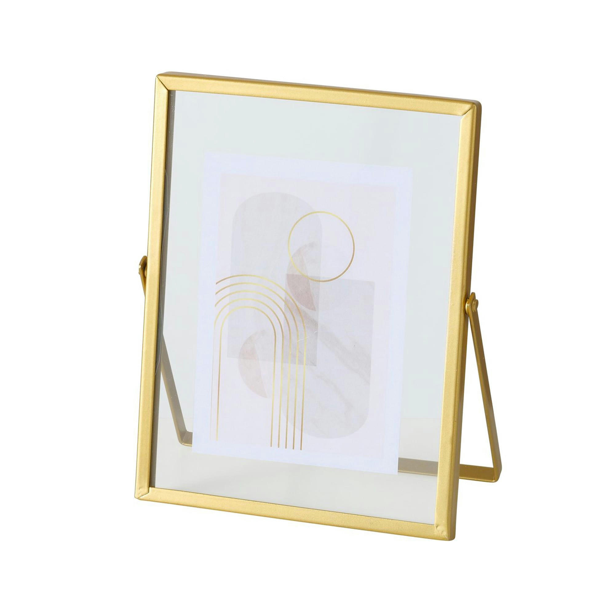 - Cadre photo en métal doré et verre transparent 16x10x20cm