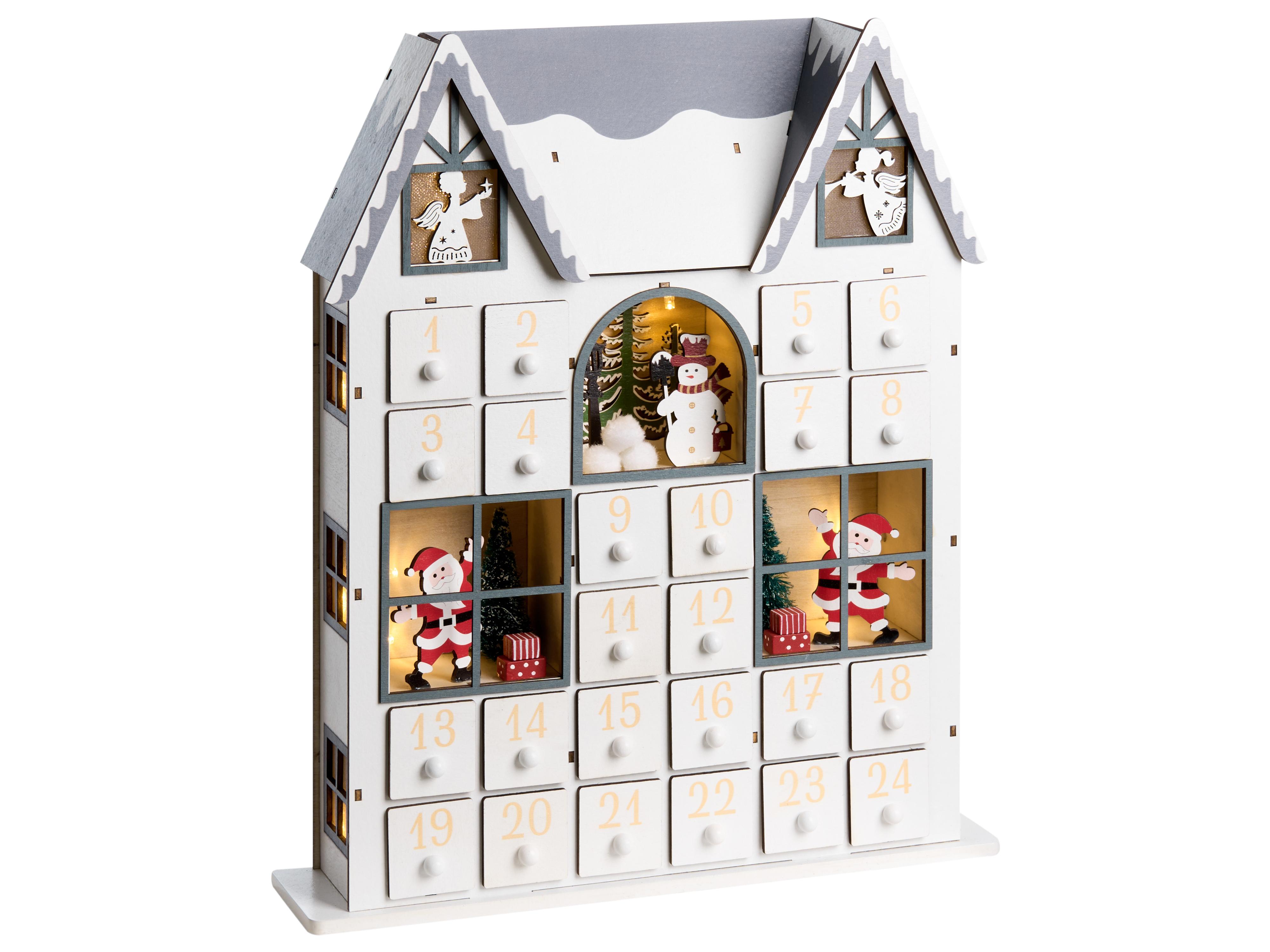 Christmas Decoration LED FEMUND Advent Calendar 40 cm White