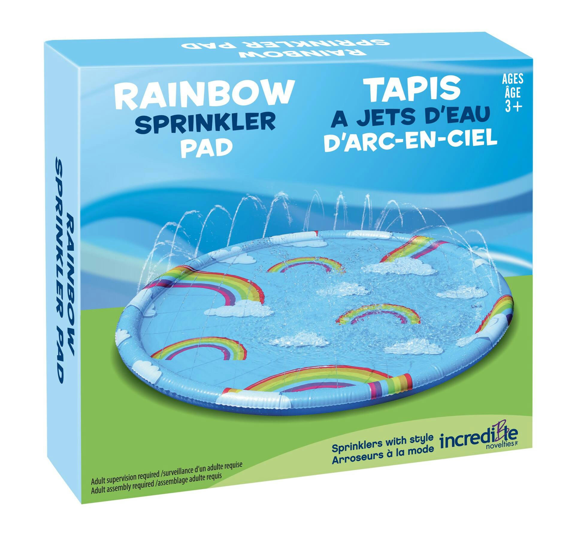 Giant Rainbow Cloud Inflatable Sprinkler Pad Mat, Bilingual, Ages 3+