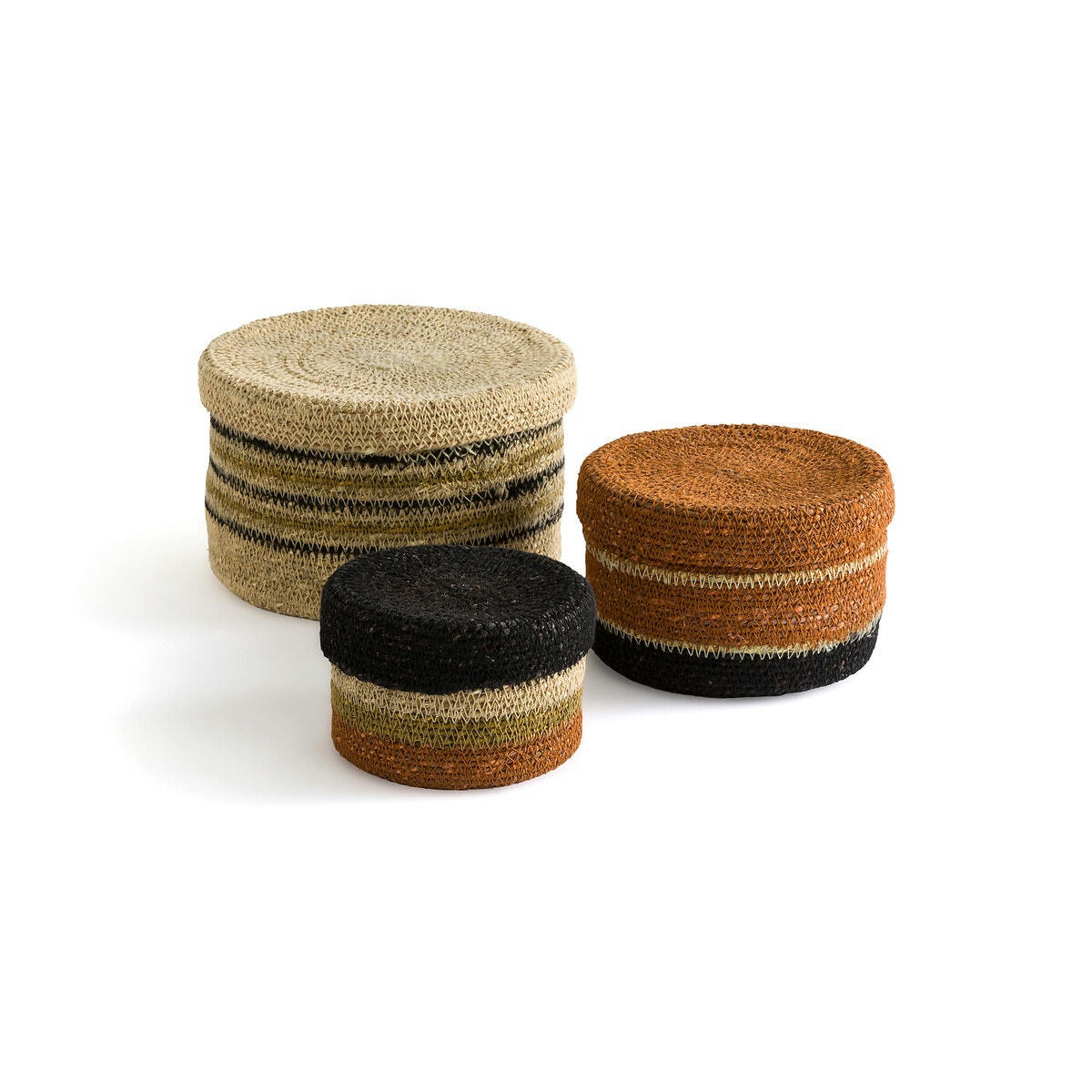 Lot de 3 paniers avec couvercle, herbier, Saski