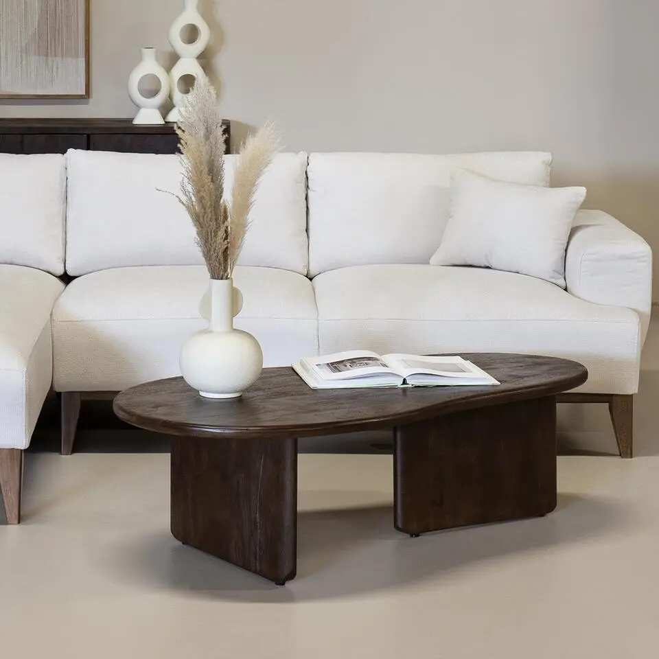 Salontafel Organisch 130cm - Donkerbruin Mangohout - Sira