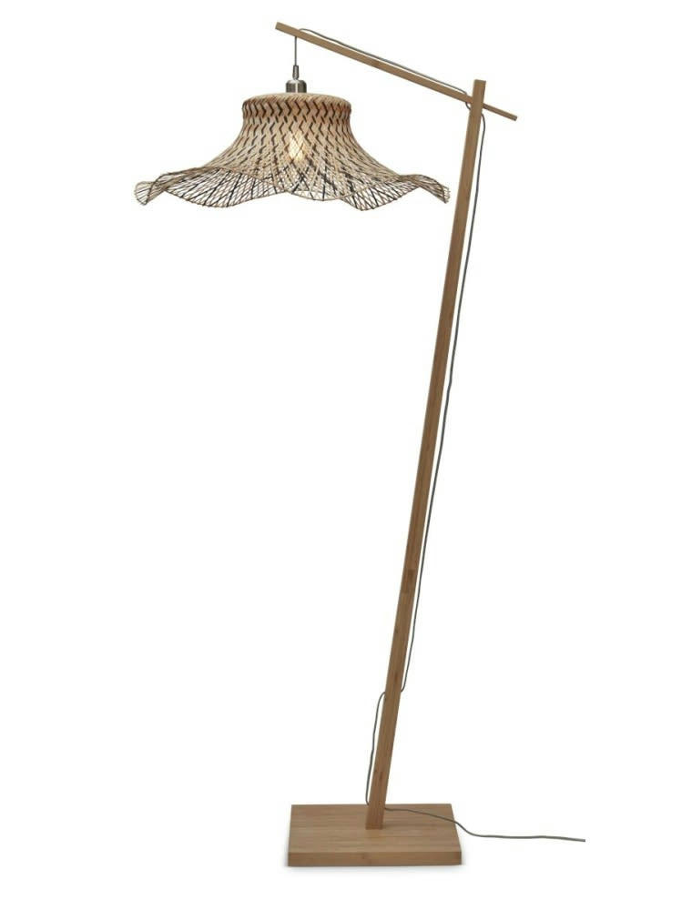 IBIZA - Lampadaire bambou abat-jour bambou naturel/noir, h. 176cm