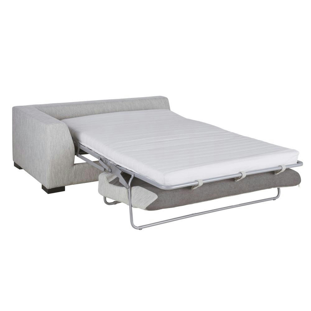 Terence - Accoudoir gauche convertible pour canapé modulable 2 places en textile recyclé gris clair chiné, matelas 10 cm