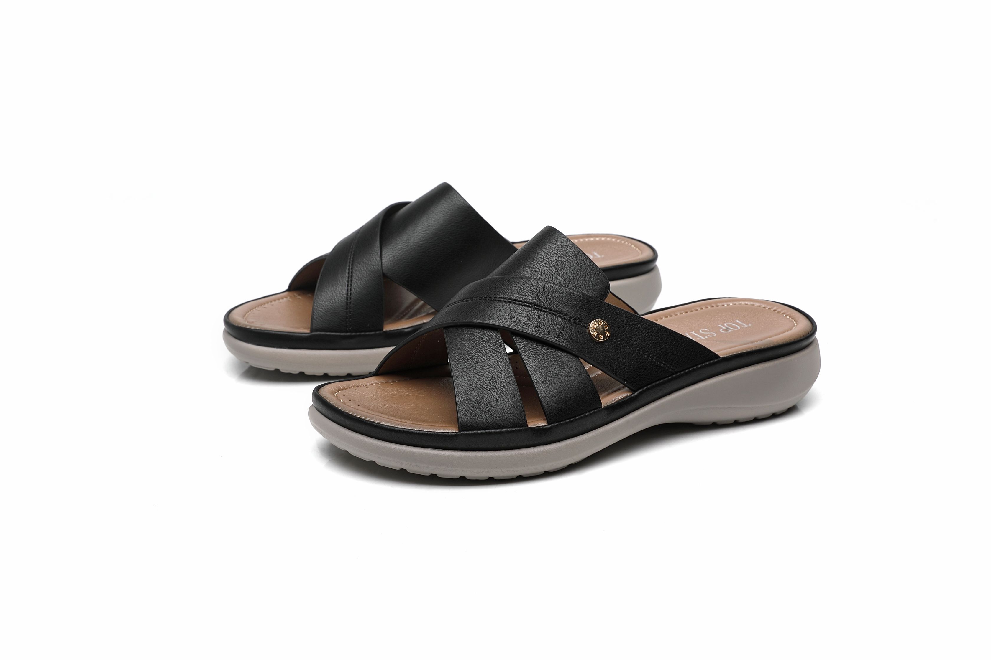 IVACHY Cross Strap Cushioned Ultra Soft Mule Slides Sandals