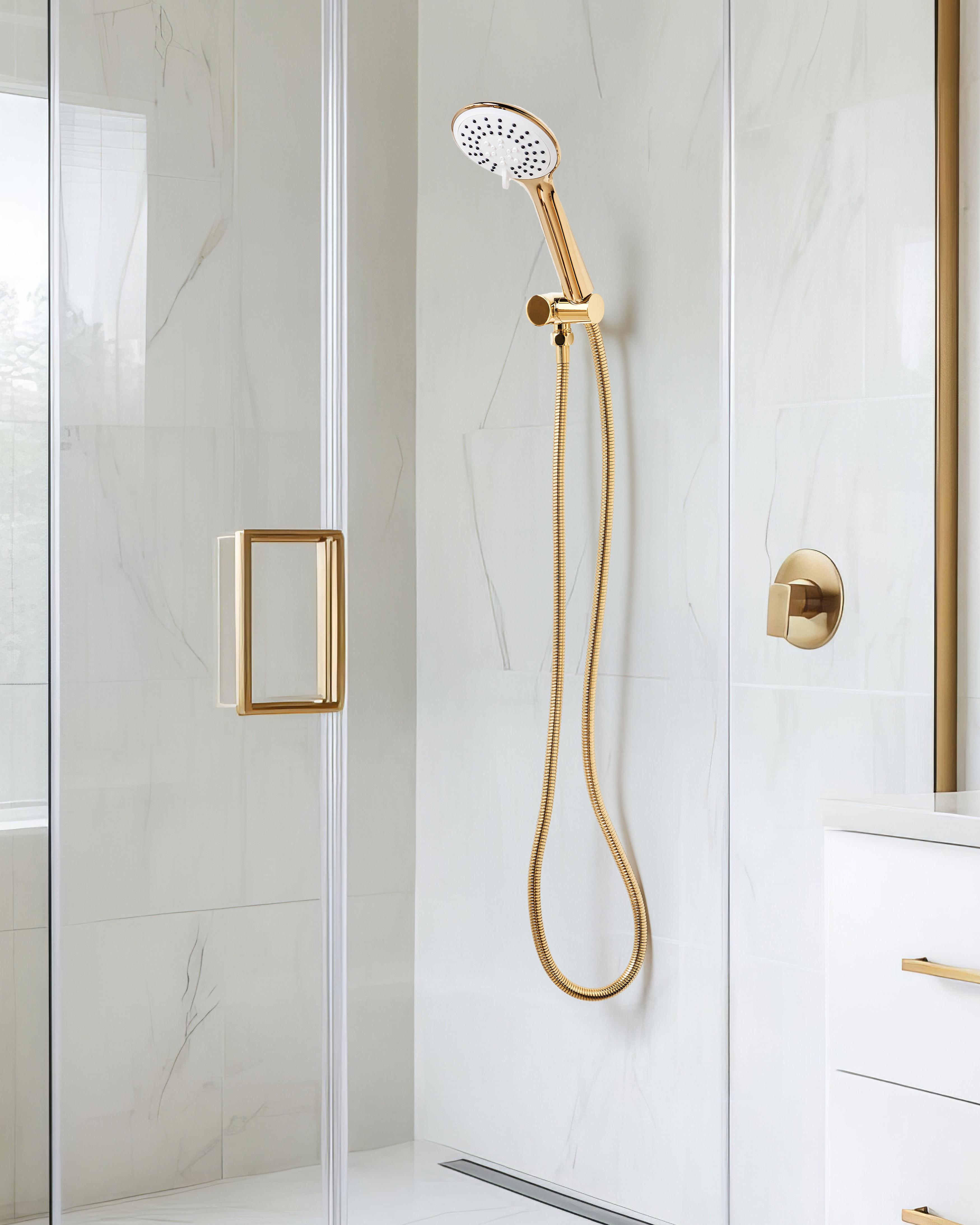 Shower Head and Hose Kit TUMPLE 3-function Gold