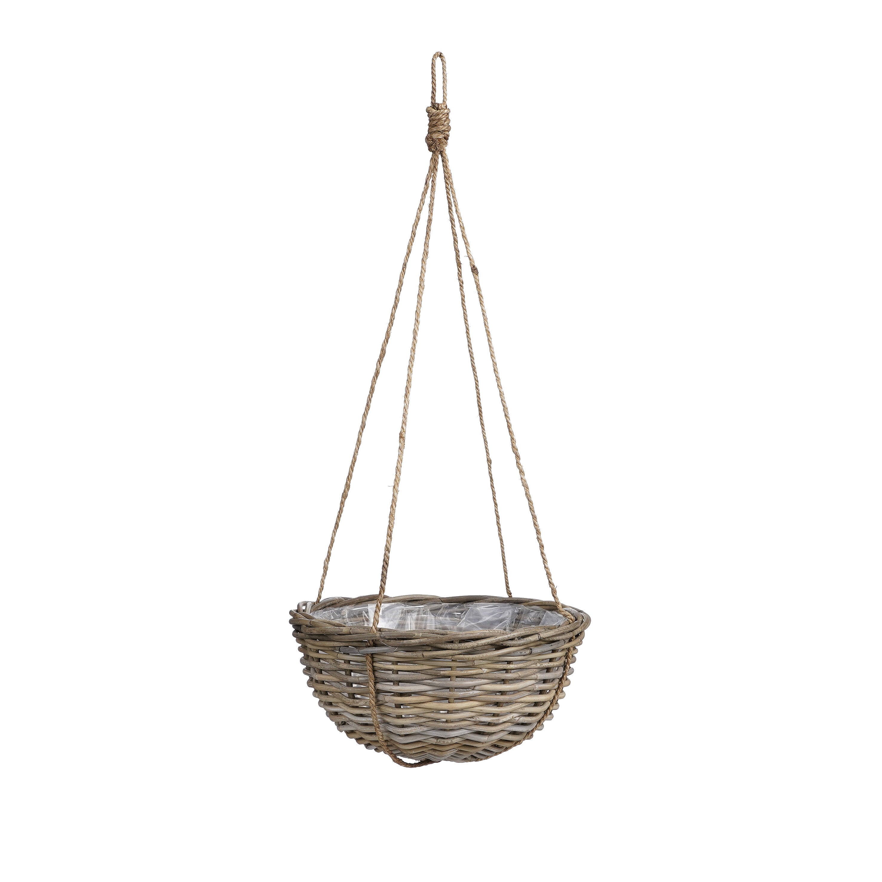 Mica Decorations Marcia Plantenmand Hangend voor Buiten - H20 x Ø40 cm - Rotan - Grijs