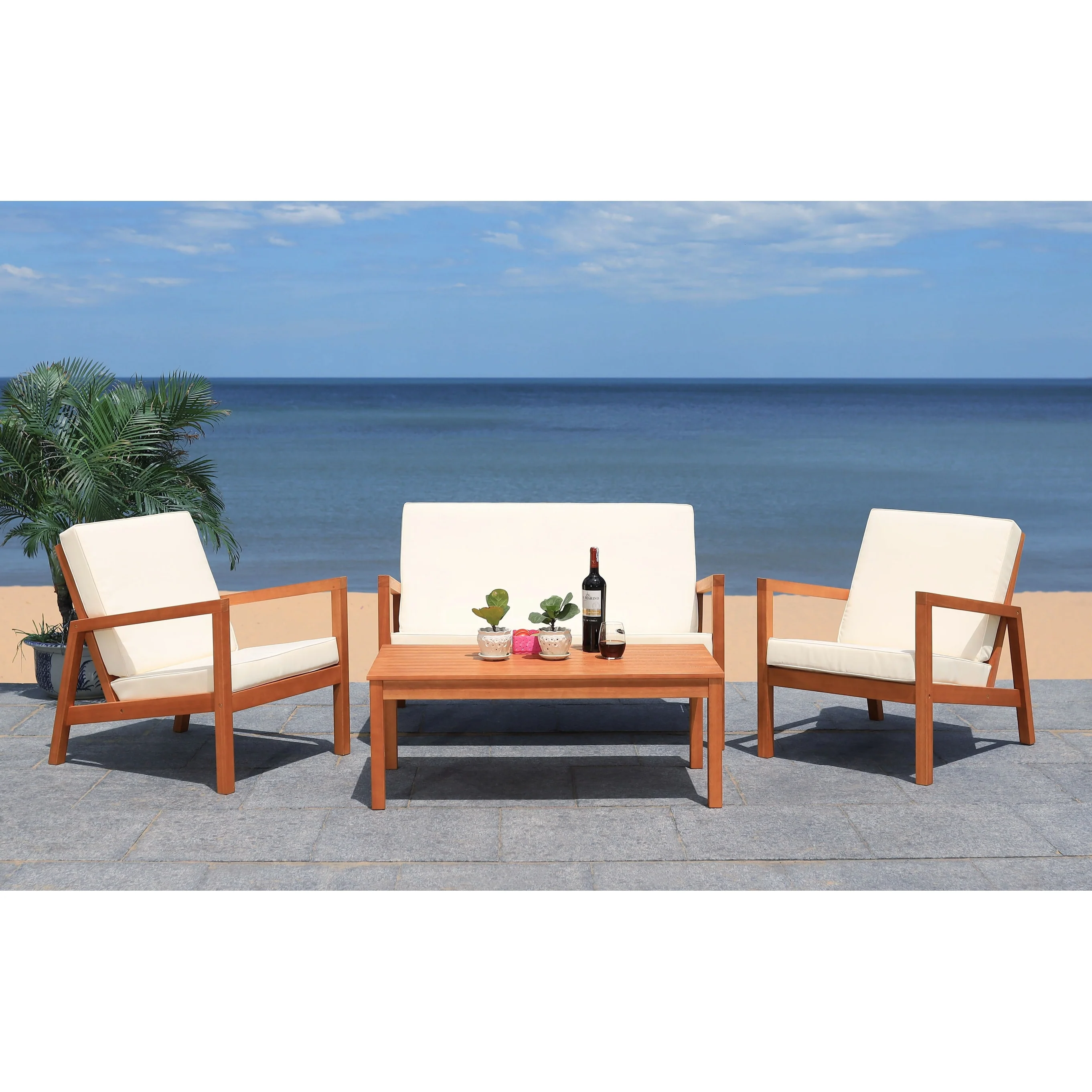 SAFAVIEH Outdoor Giana 4-Piece Living Set - 46W x 29D x 31H
