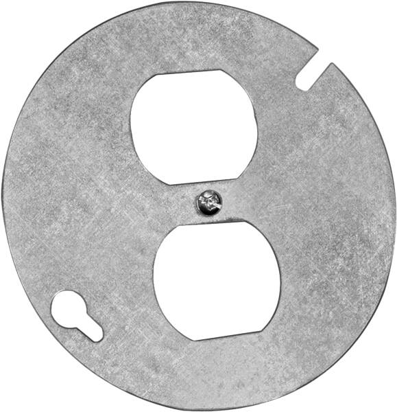 Hubbell 54C65BAR Octagonal Box Cover with Duplex Receptacle, Grey, 4-in