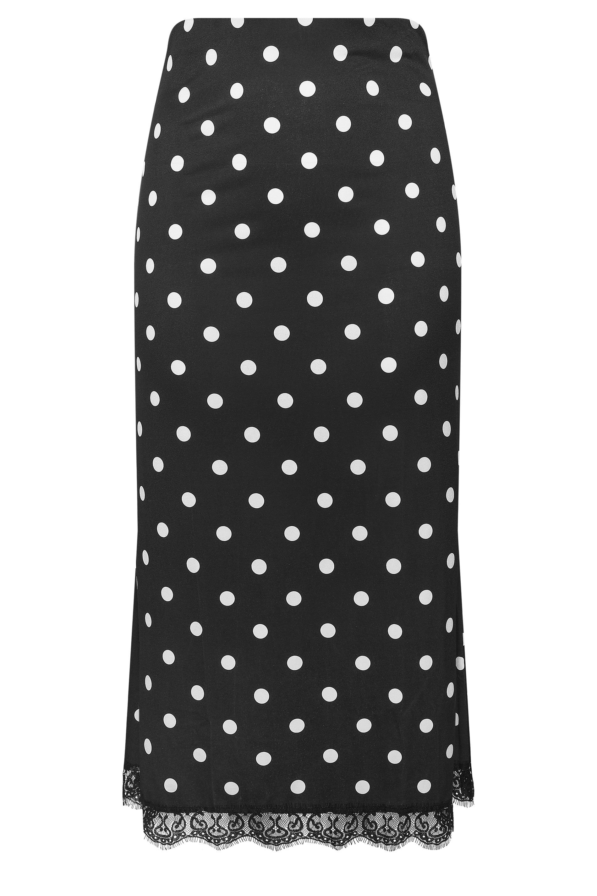 Yours Polka Dot Lace Hem Skirt