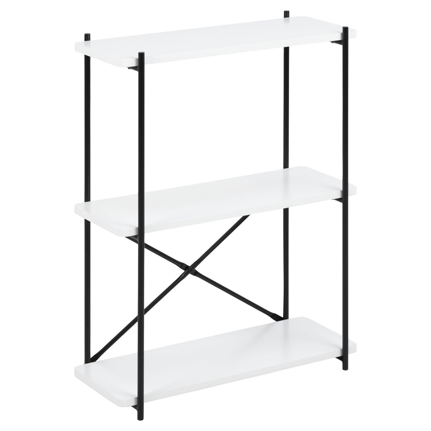 FLORIAN - Bibliothèque 3 niveaux en métal et mdf blanc