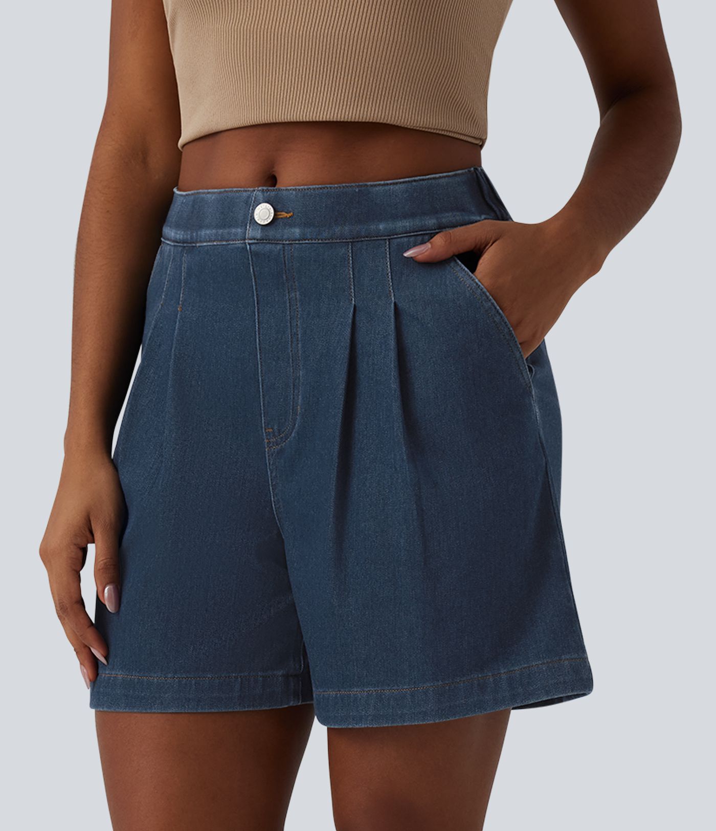 Bermuda en jean Halara Flex™ casual taille mi-haute avec poches