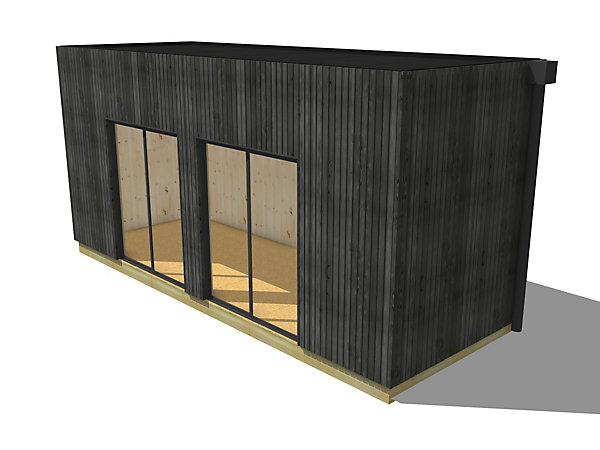 Bureau de jardin 4 saisons en bois 6,6 x 2,4 x 3,2 m / isolation RE2020 avec plancher isolé / menuiseries alu k-line