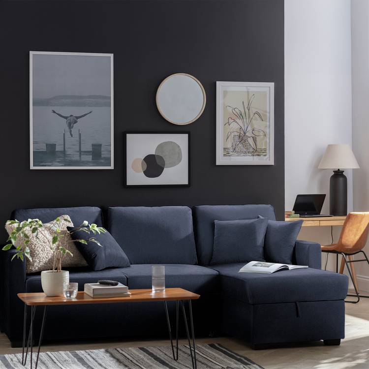 Habitat Reagan RH Storage Chaise Sofabed - Navy