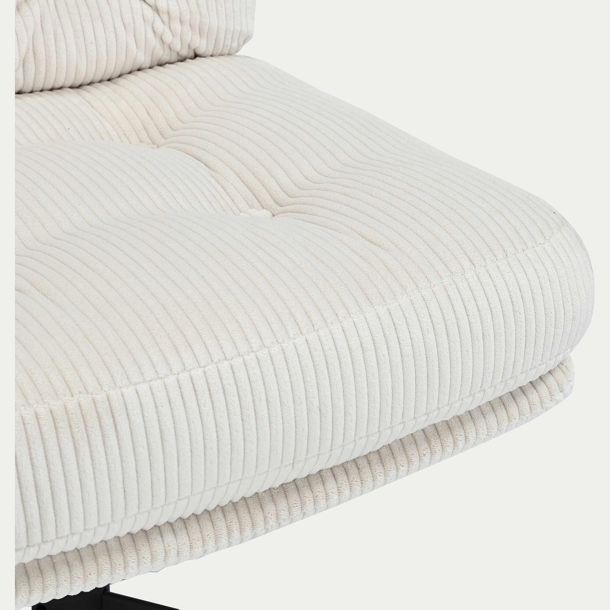 KIARA - Chaise pivotante en velours côtelé et piétement en fer - beige