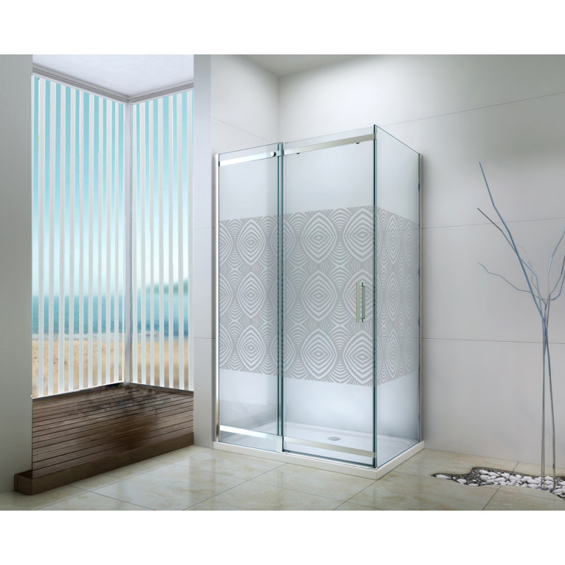 Paroi de retour fixe avec sérigraphie chrome Uimi 80 x 210 cm ONDÉE