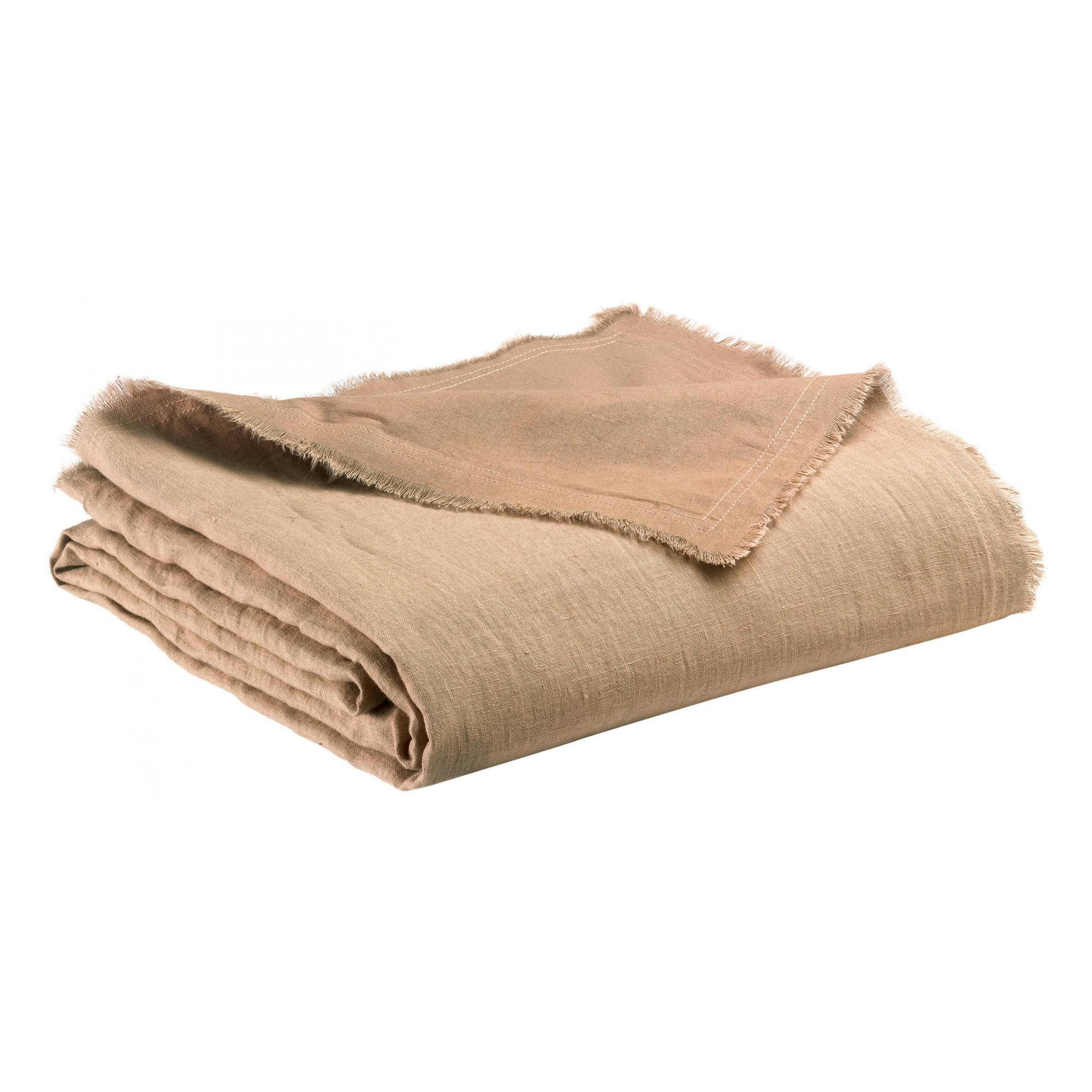 ZEFF - Plaid  nomade en lin sable 130 x 180