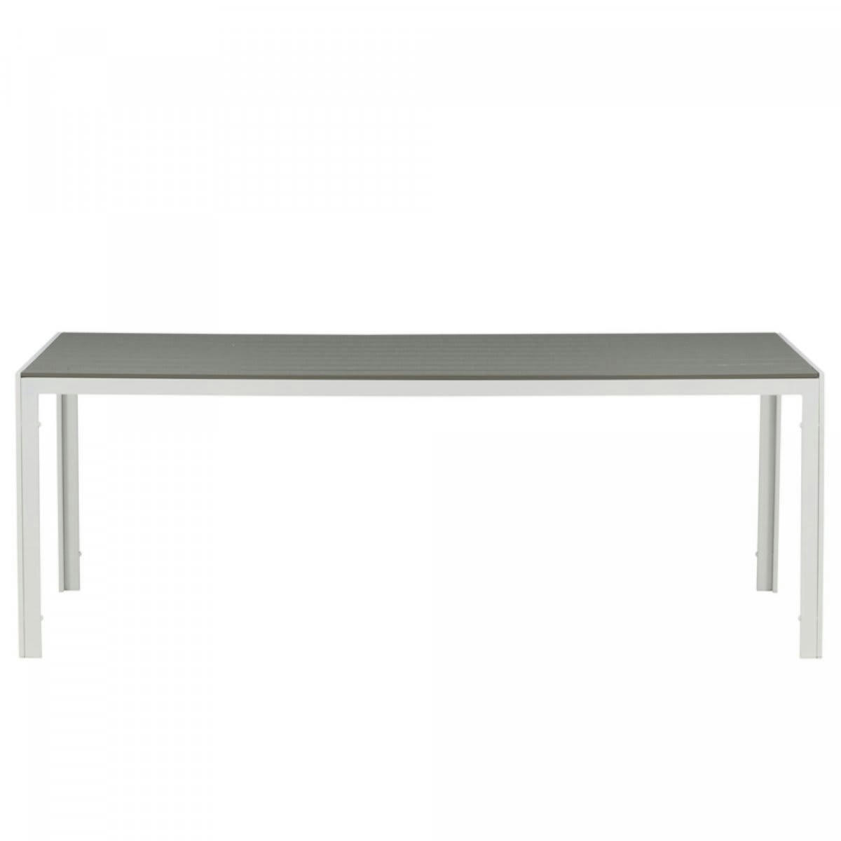 CARINA - Table de jardin scandinave en bois et métal gris